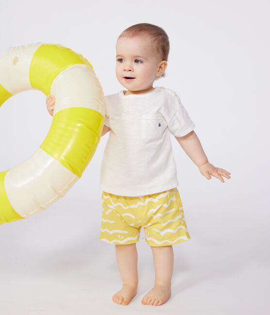 Babies' Short-Sleeved Slub Jersey T-Shirt MARSHMALLOW white