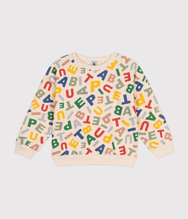 Little boys' fleece sweatshirt Ecru/multicolor