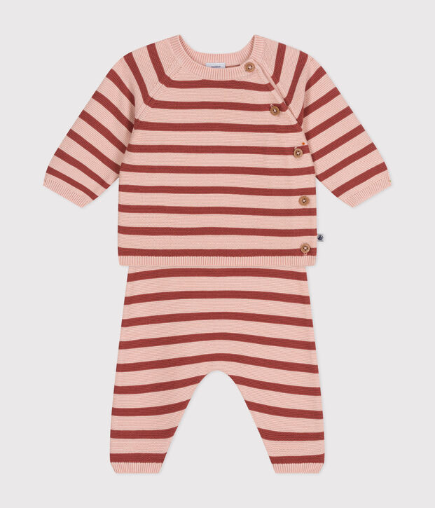 Babies' Cotton Knit Outfit - 2-Piece Set pink/brown