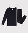 Children's Unisex Plain Cotton/Tencel Pyjamas SMOKING blue
