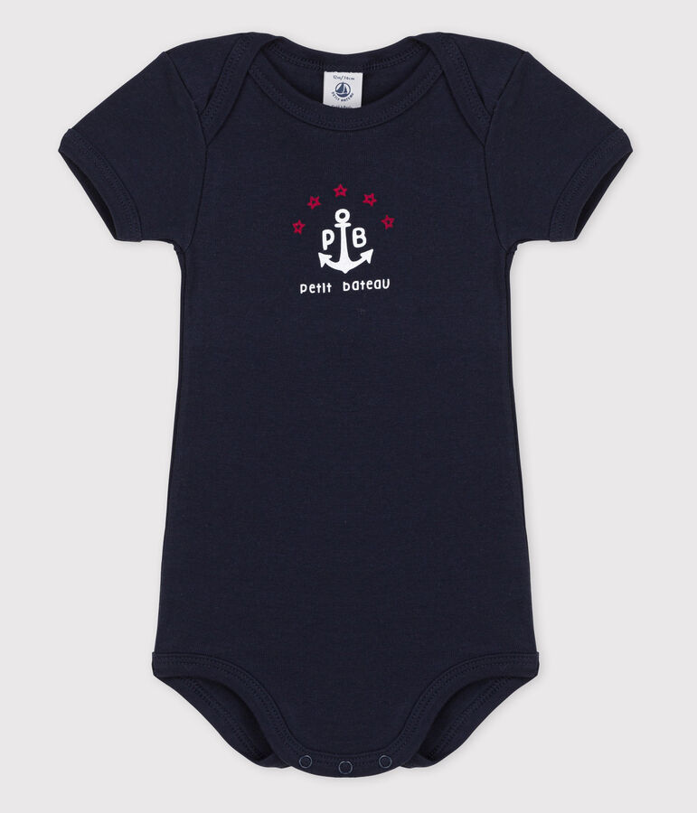 Babies' Short-Sleeved Bodysuit SMOKING blue