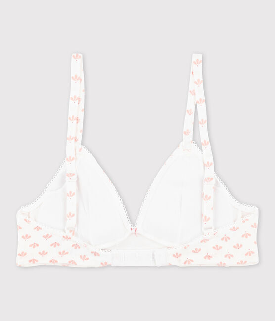 Girl’s print padded bandeau bra ECUME white/VENUS pink/MULTICO