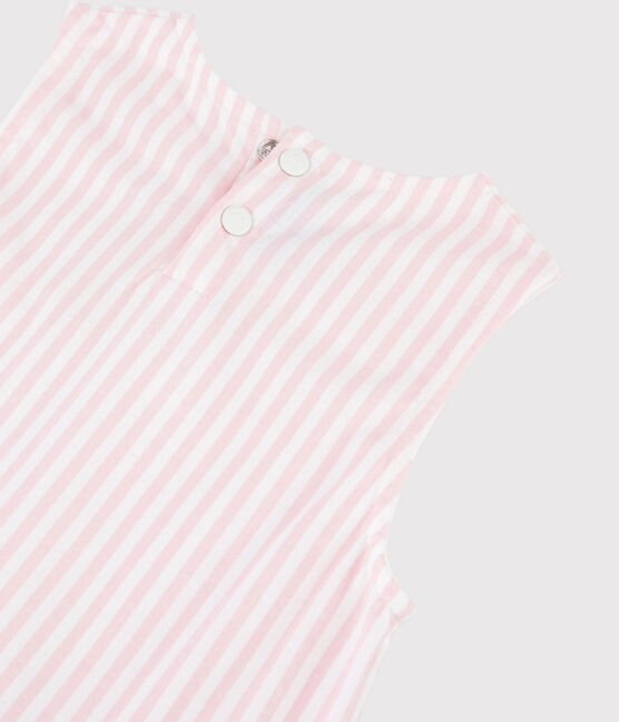Girls' Sleeveless Jersey Dress MINOIS pink/MARSHMALLOW white