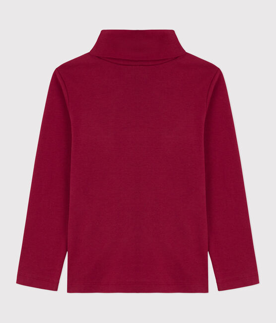 Children's plain cotton rollneck top AMARANTE