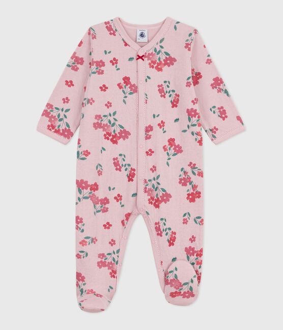 Babies' floral-print tube knit pyjama suit JOLI pink/MULTICO white