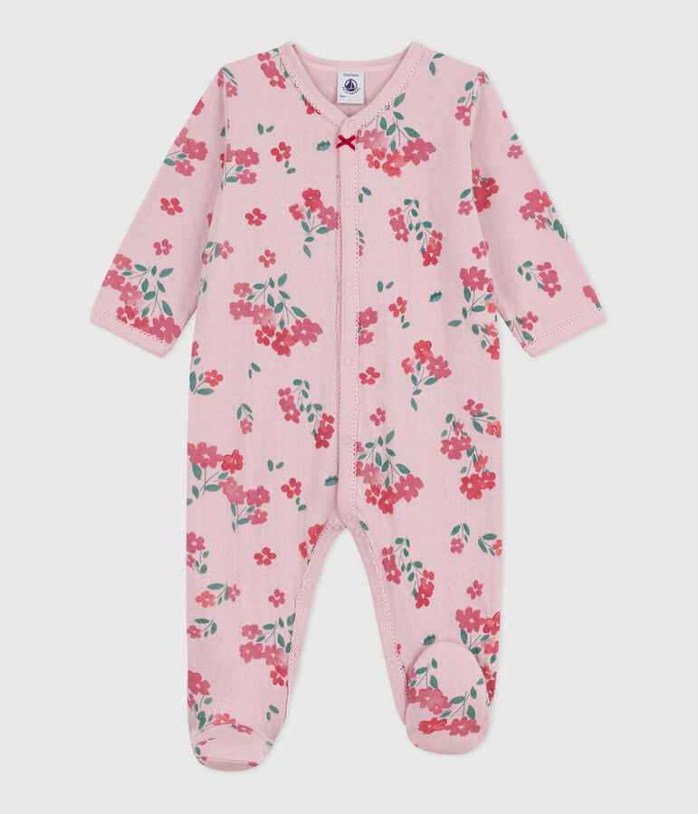 Babies' floral-print tube knit pyjama suit pink/multicolor
