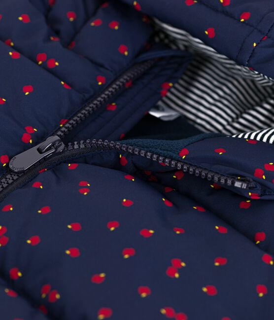 Children's printed long puffer jacket SOIR blue/MULTICO
