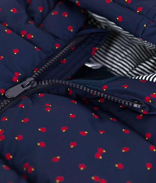 Children's printed long puffer jacket blue/multicolor