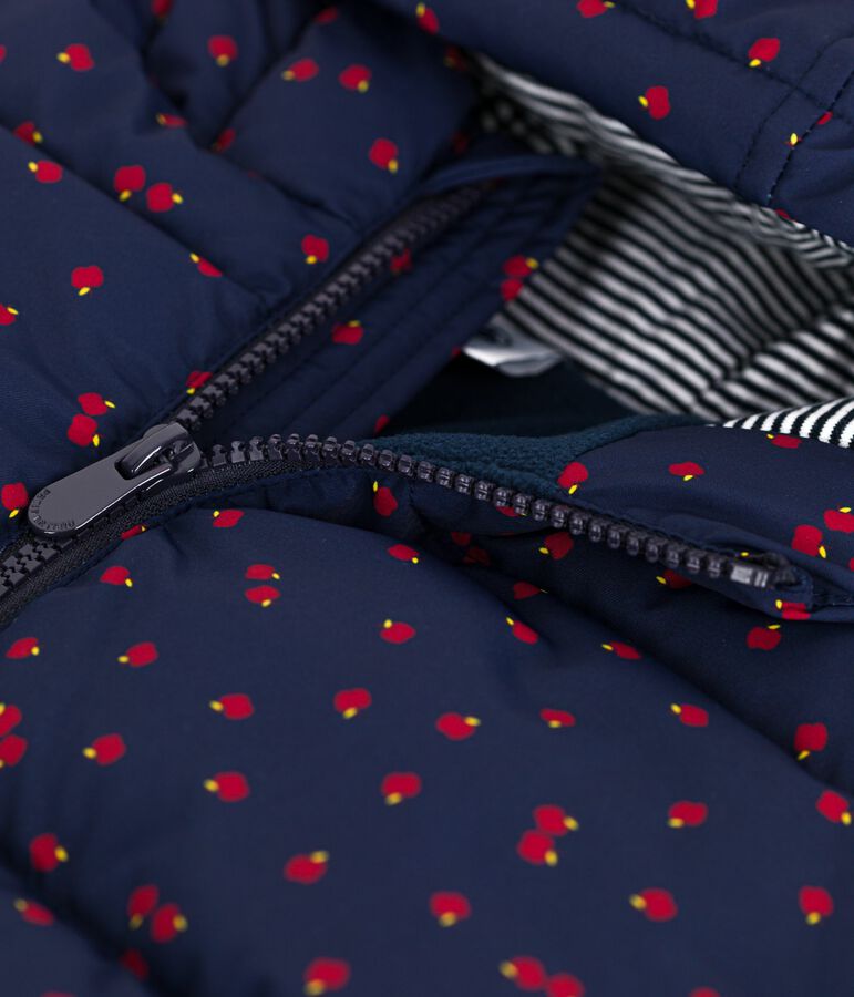 Children's printed long puffer jacket blue/multicolor