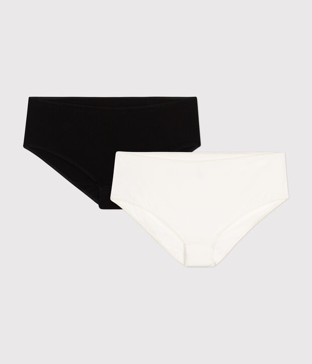 Children's Plain Cotton and Elastane Hipsters - 2-Pack multicolor