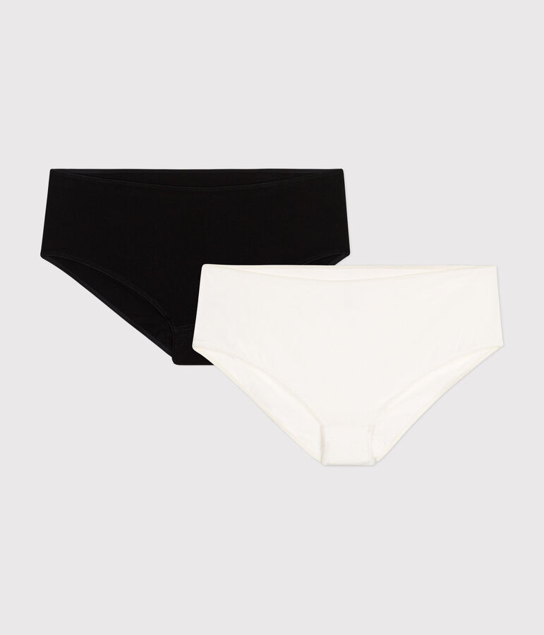 Children's Plain Cotton and Elastane Hipsters - 2-Pack multicolor