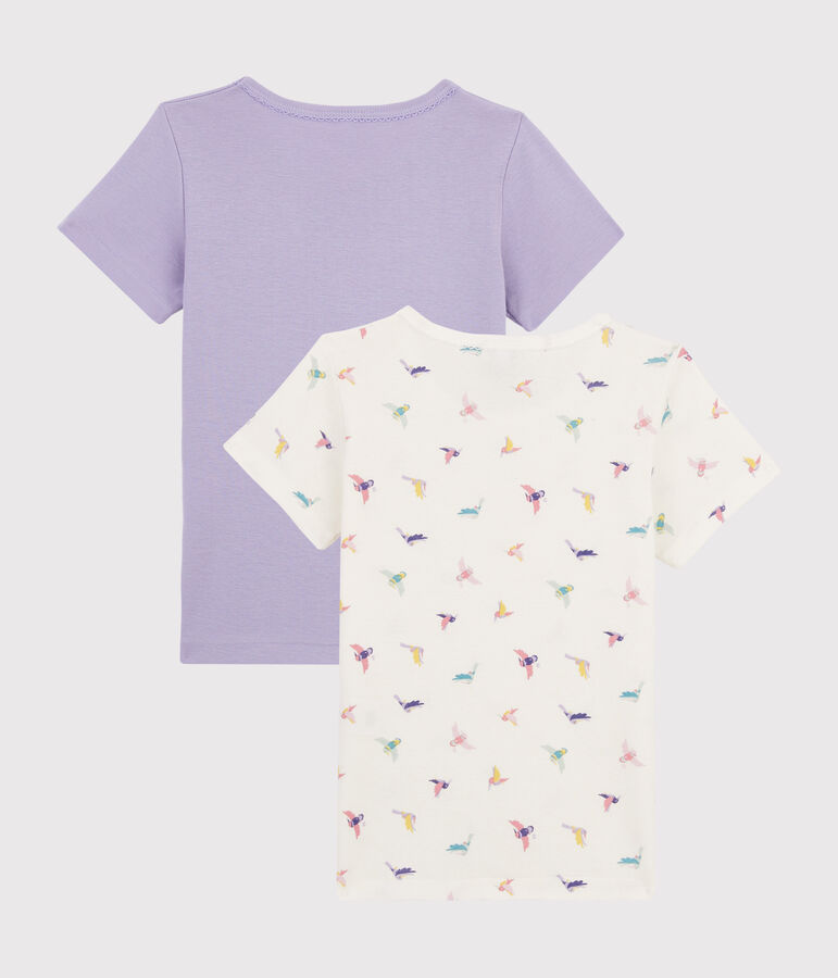 Girls' Bird Print Short-sleeved T-Shirt - 2-Piece Set multicolor