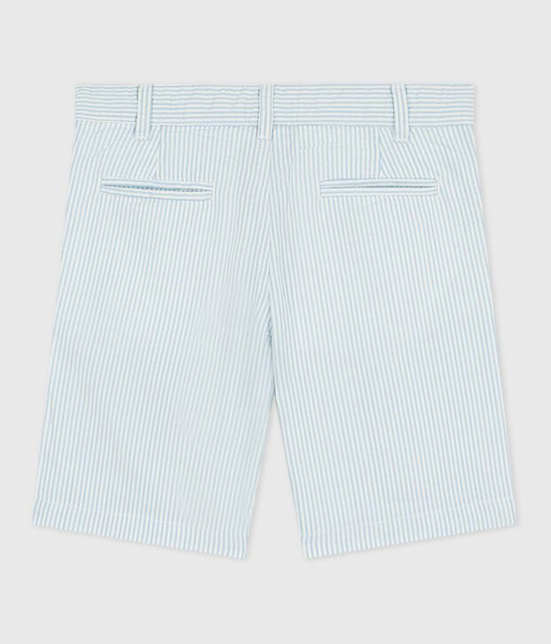 Children's stripy cotton Bermuda shorts blue/blue