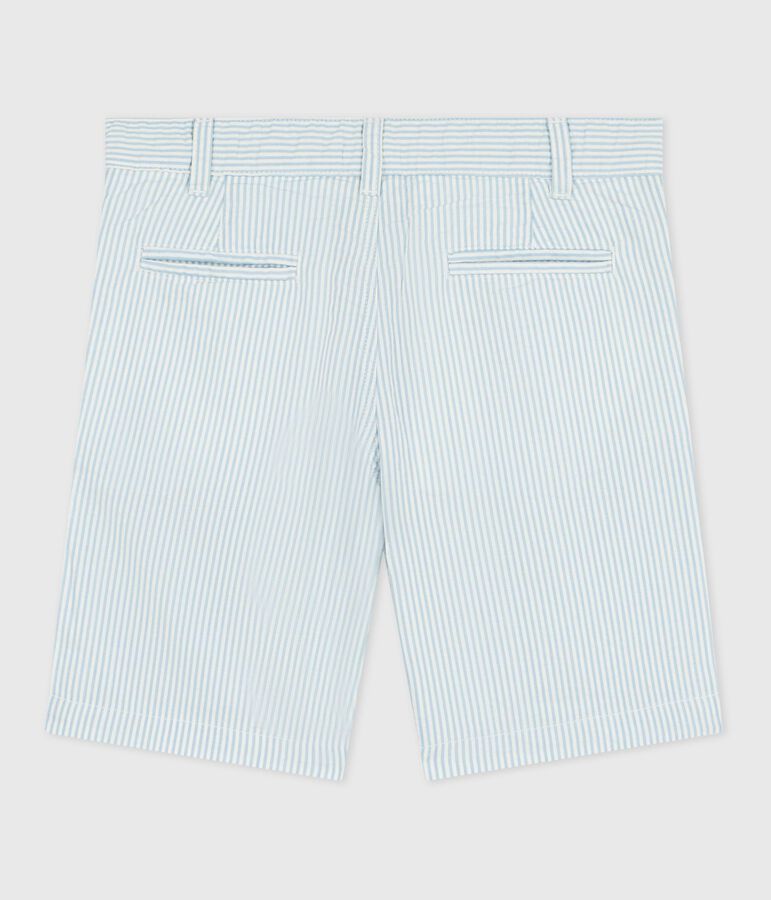 Children's stripy cotton Bermuda shorts white/blue