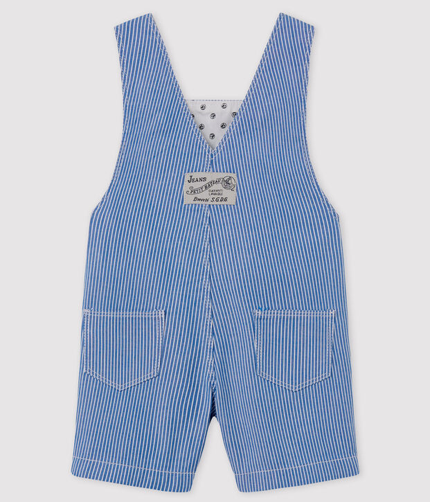 Unisex Baby's Striped Short Dungarees blue/white