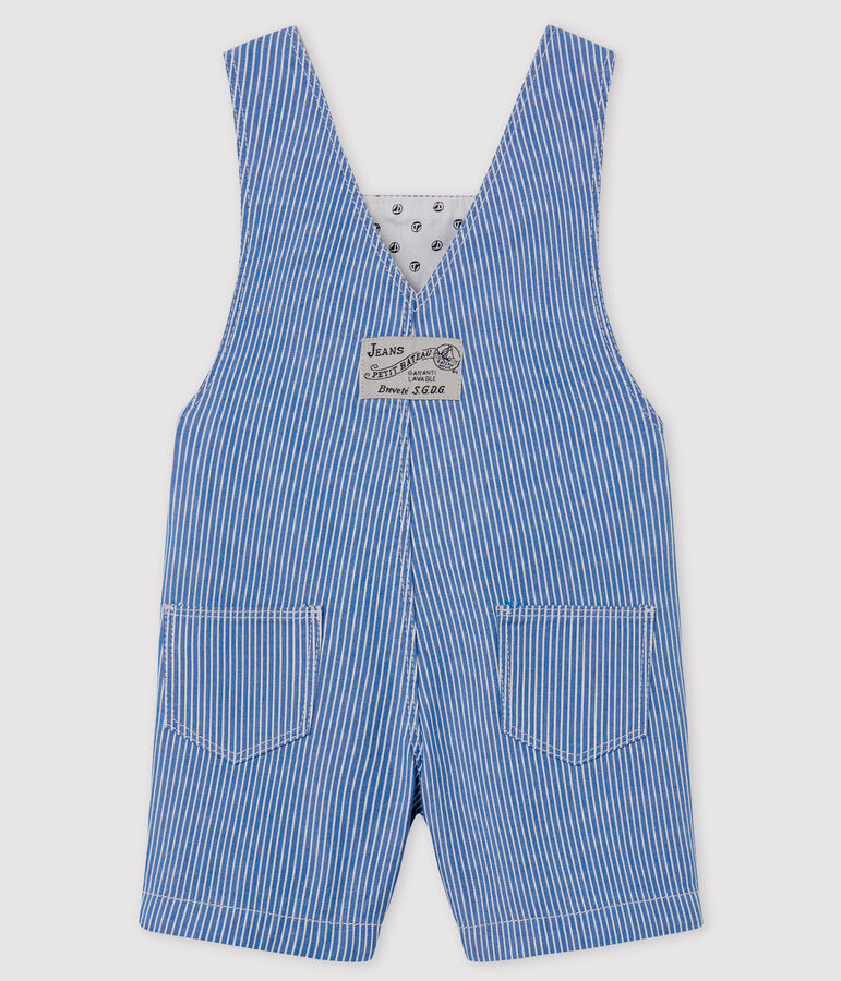 Unisex Baby's Striped Short Dungarees SURF blue/ECUME white