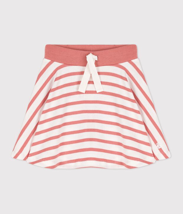 Girl's Stripy Cotton Skirt white/pink