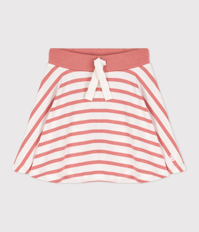 Girl's Stripy Cotton Skirt white/pink