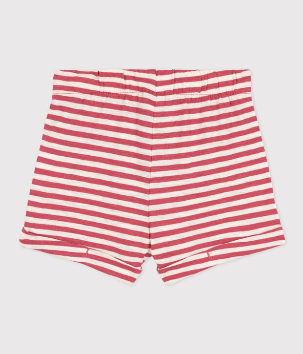 Babies' Stripy Slub Jersey Shorts pink/ecru