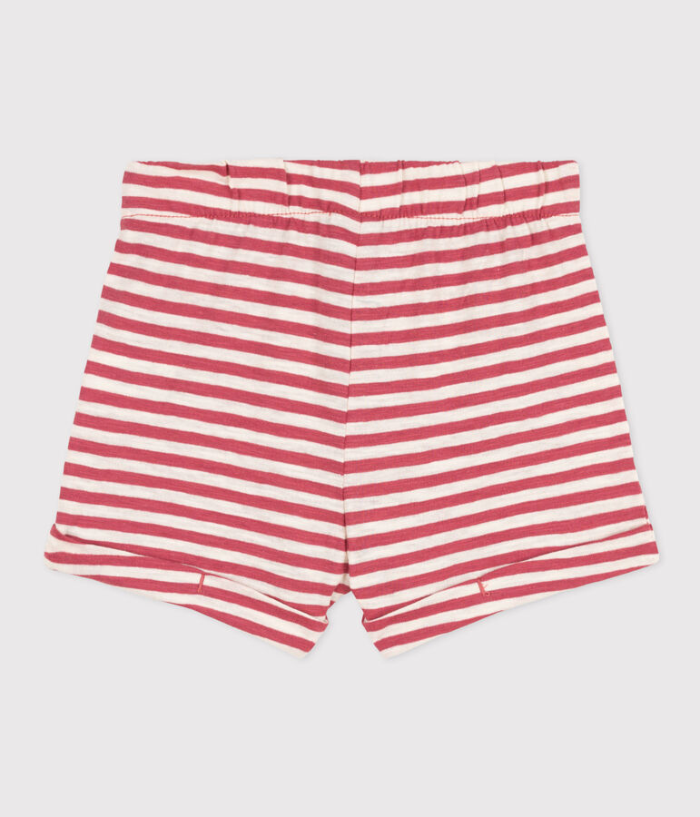 Babies' Stripy Slub Jersey Shorts PAPI pink/AVALANCHE beige