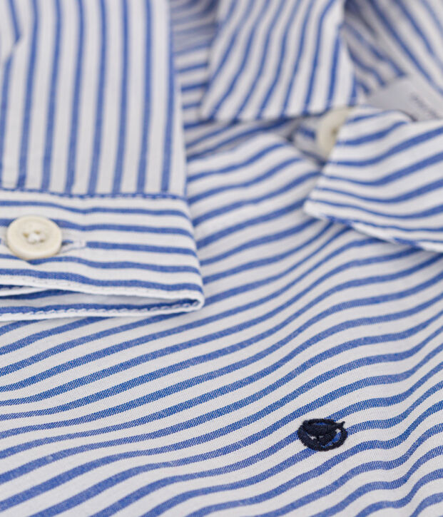 Babies' Striped Poplin Shirt blue/white