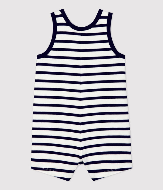 Babies' Thick Organic Jersey Playsuit MARSHMALLOW white/SMOKING blue