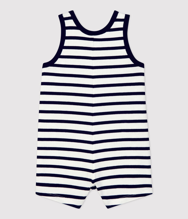 Babies' Thick Organic Jersey Playsuit white/blue