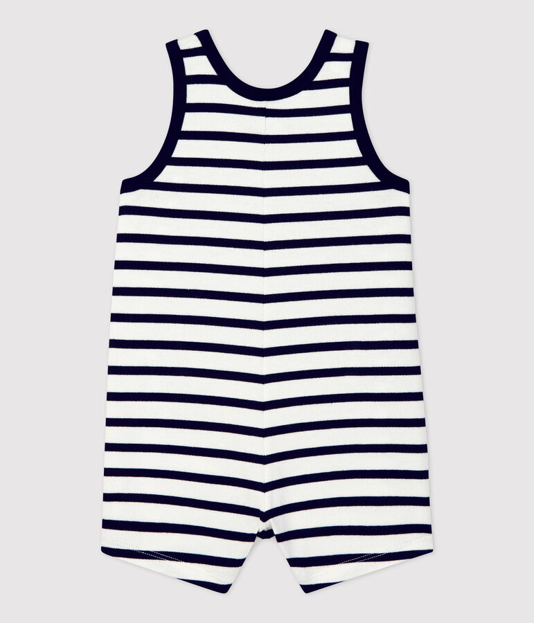 Babies' Thick Organic Jersey Playsuit MARSHMALLOW white/SMOKING blue