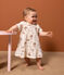 Babies' Short-Sleeved Organic Cotton Gauze Printed Dress Ecru/multicolor