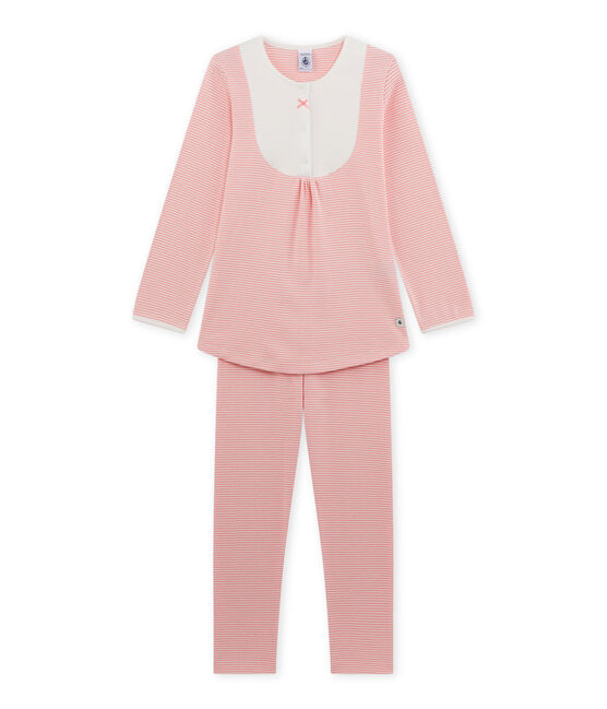 Girl's milleraies stripe pyjamas GRETEL pink/LAIT white