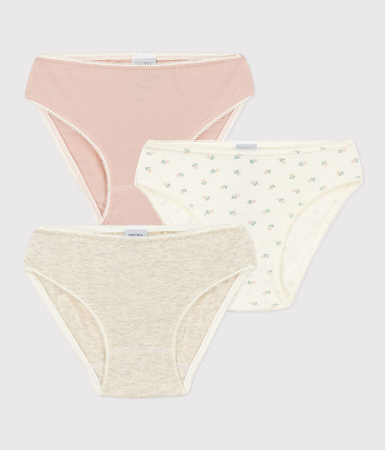 Girls' Floral Cotton and Elastane Briefs - 3-Pack multicolor