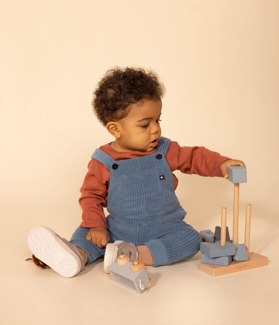 Babies' Velour Dungarees POLOCHON blue
