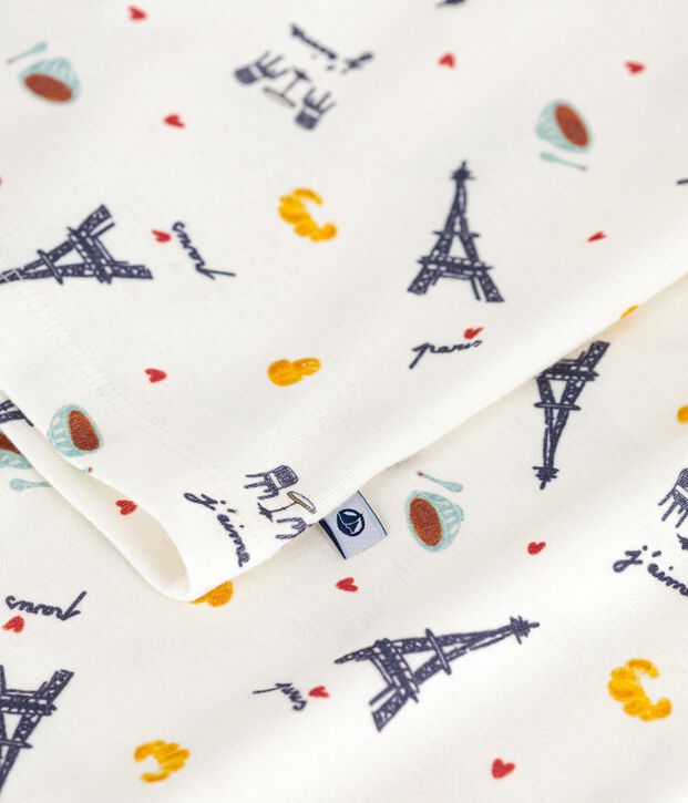 Children's Paris print cotton pyjamas white/multicolor