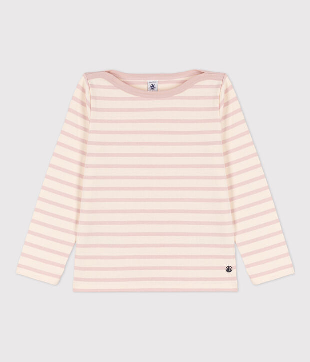 Children's Unisex Breton Top Ecru/pink