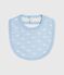 Newborn babies' printed cotton bib TOUDOU blue/MARSHMALLOW white