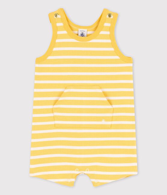 Babies' Thick Jersey Short Playsuit ORGE yellow/MARSHMALLOW white