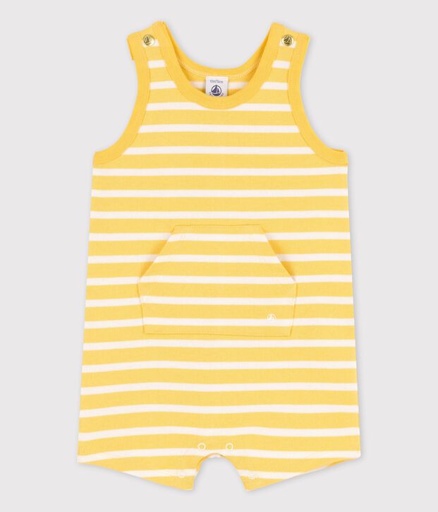 Babies' Thick Jersey Short Playsuit yellow/white