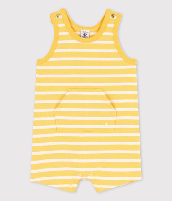 Babies' Thick Jersey Short Playsuit ORGE yellow/MARSHMALLOW white