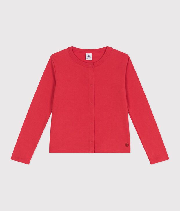 Children's plain cotton cardigan red