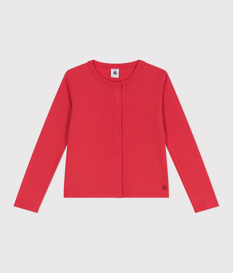 Children's plain cotton cardigan red