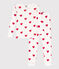 Children's unisex snug-fit cotton heart print pyjamas MARSHMALLOW white/TERKUIT red
