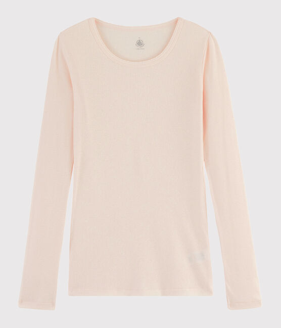 Women's wool and cotton blend T-shirt FLEUR pink