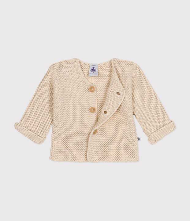 Babies' Moss Stitch Knit Cardigan Ecru