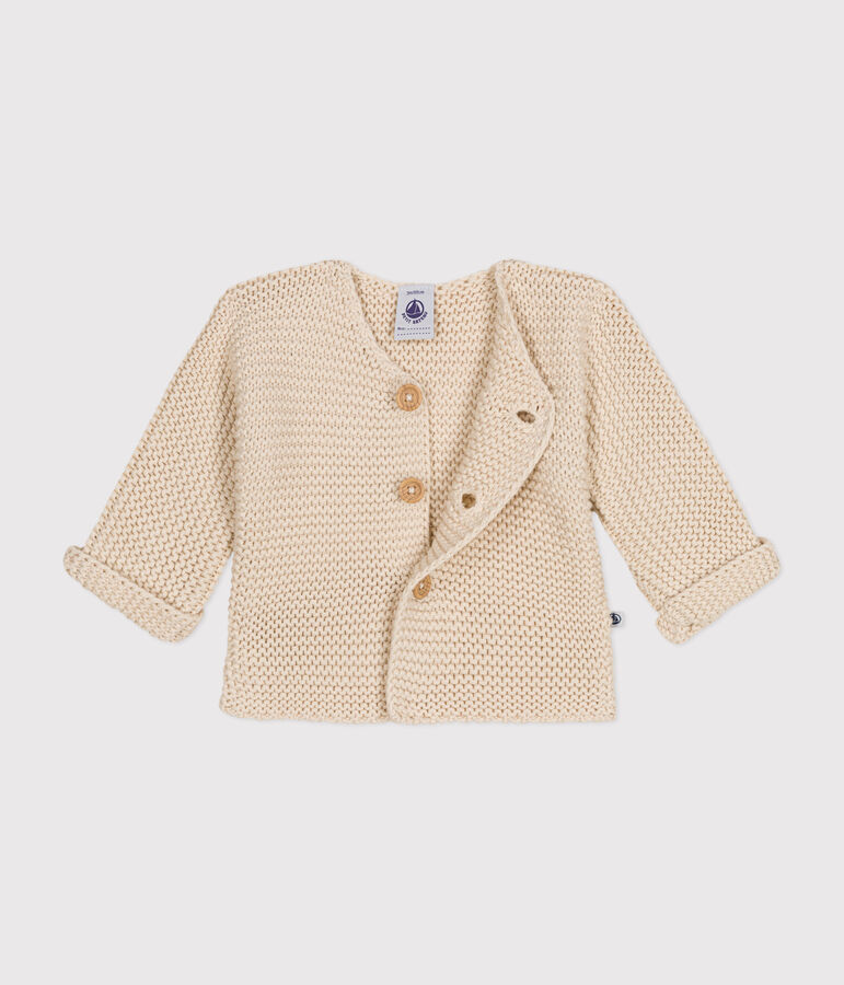 Babies' Moss Stitch Knit Cardigan Ecru