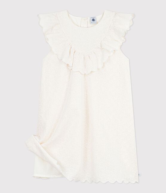 Children's short-sleeved heart-patterned cotton dress MARSHMALLOW white