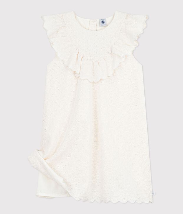 Children's short-sleeved heart-patterned cotton dress white