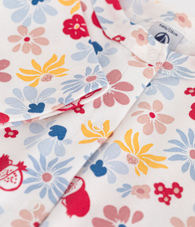 Girls' cotton cardigan white/multicolor