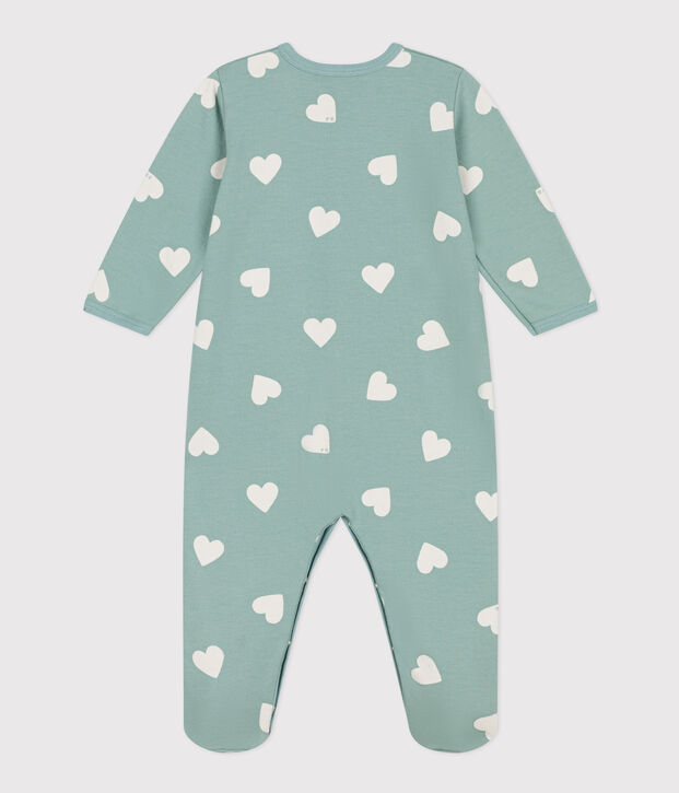 Babies' Heart Patterned Cotton Pyjamas green/ecru