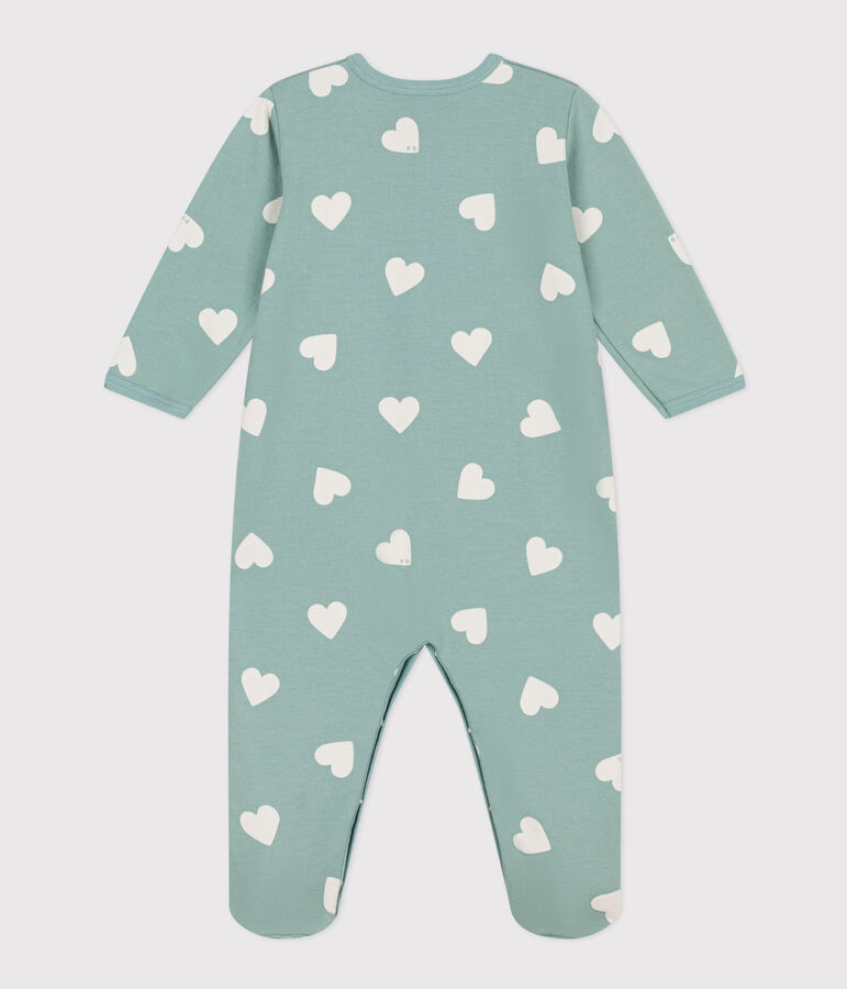Babies' Heart Patterned Cotton Pyjamas green/ecru