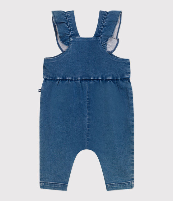 Babies' long-leg elastane denim dungarees BLEU DELAVE blue